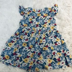 Like New Ralph Lauren Baby Girl Blue Floral Cotton Ruffle Romper